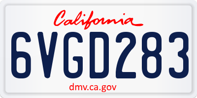 CA license plate 6VGD283