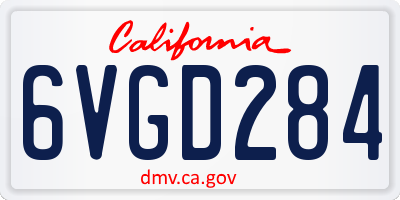 CA license plate 6VGD284