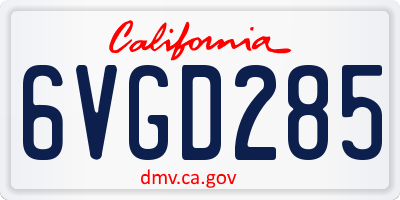CA license plate 6VGD285