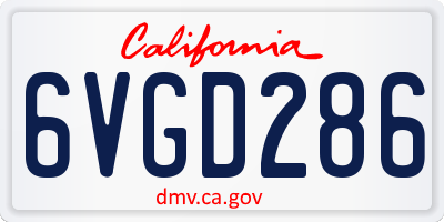 CA license plate 6VGD286