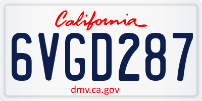 CA license plate 6VGD287