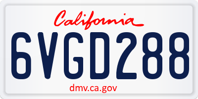 CA license plate 6VGD288