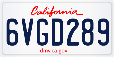 CA license plate 6VGD289