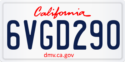 CA license plate 6VGD290