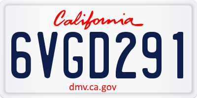 CA license plate 6VGD291