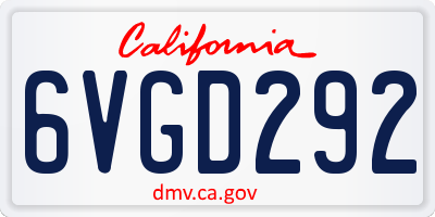 CA license plate 6VGD292