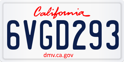 CA license plate 6VGD293