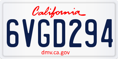 CA license plate 6VGD294