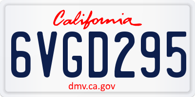CA license plate 6VGD295
