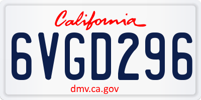 CA license plate 6VGD296