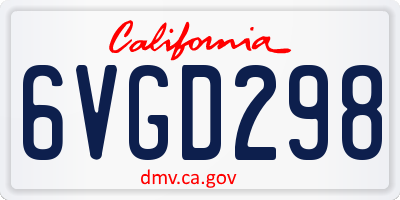 CA license plate 6VGD298