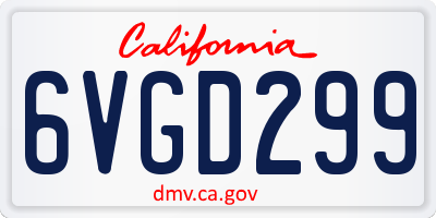 CA license plate 6VGD299