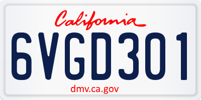 CA license plate 6VGD301