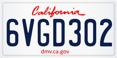 CA license plate 6VGD302