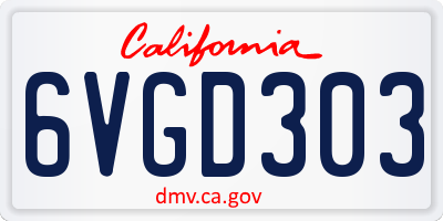 CA license plate 6VGD303