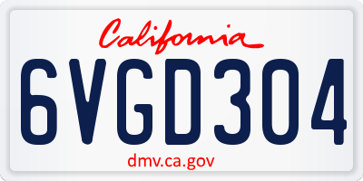 CA license plate 6VGD304
