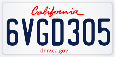 CA license plate 6VGD305