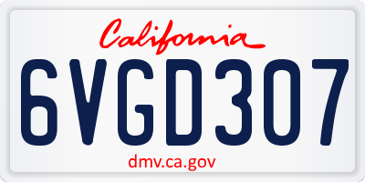 CA license plate 6VGD307