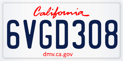 CA license plate 6VGD308