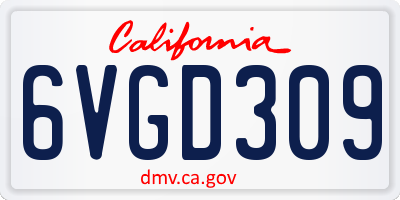 CA license plate 6VGD309