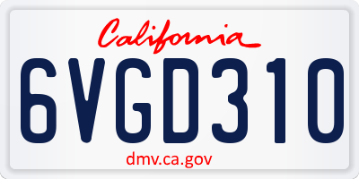 CA license plate 6VGD310