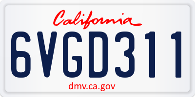 CA license plate 6VGD311