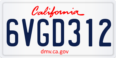 CA license plate 6VGD312