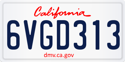 CA license plate 6VGD313