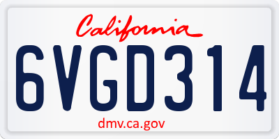 CA license plate 6VGD314