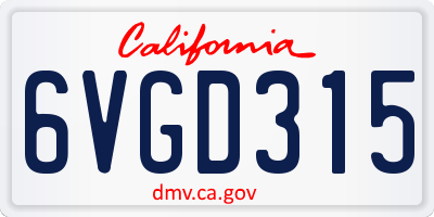 CA license plate 6VGD315