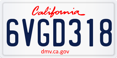 CA license plate 6VGD318