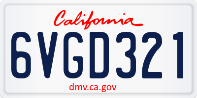 CA license plate 6VGD321