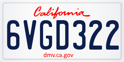 CA license plate 6VGD322