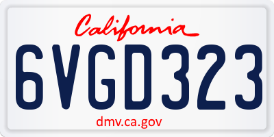 CA license plate 6VGD323