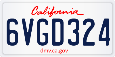 CA license plate 6VGD324