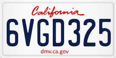 CA license plate 6VGD325