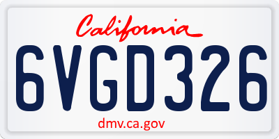 CA license plate 6VGD326
