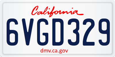 CA license plate 6VGD329