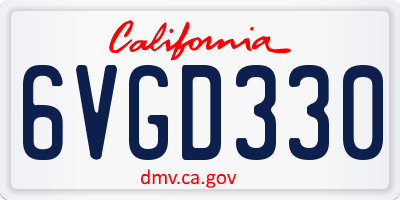 CA license plate 6VGD330