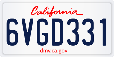 CA license plate 6VGD331