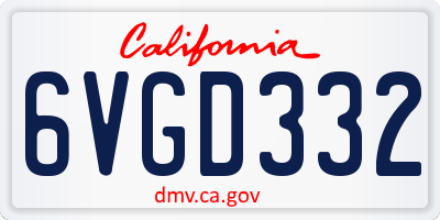 CA license plate 6VGD332