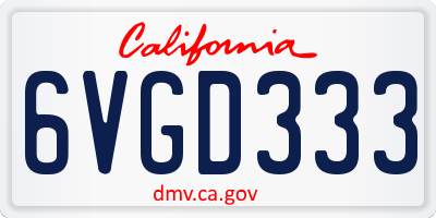 CA license plate 6VGD333