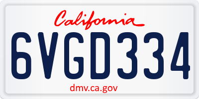 CA license plate 6VGD334