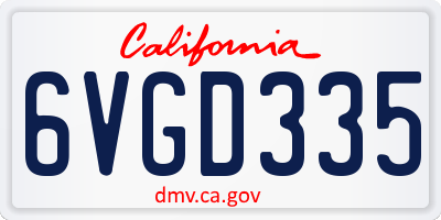 CA license plate 6VGD335