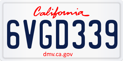 CA license plate 6VGD339
