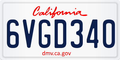 CA license plate 6VGD340