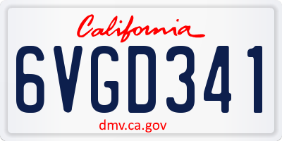 CA license plate 6VGD341