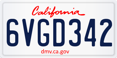 CA license plate 6VGD342