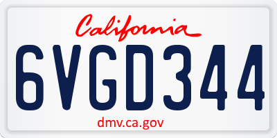 CA license plate 6VGD344