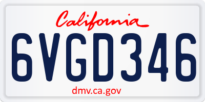 CA license plate 6VGD346